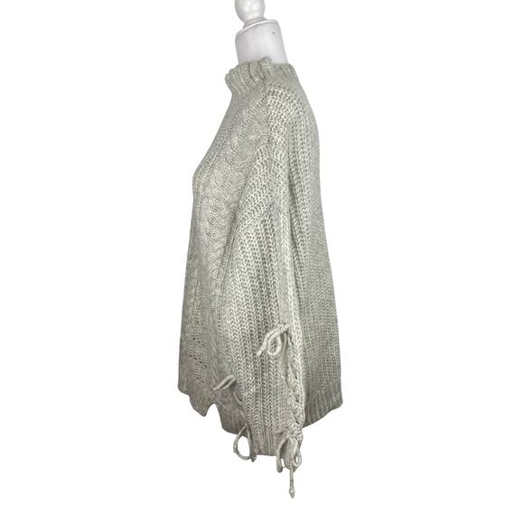 GUESS Gray Lace-Up Cable Knit Sweater - Picture 2 of 7